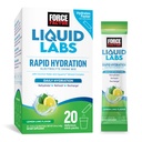 Force FACTOR Liquid Labs Pakiety proszkowe Electrolytes - Lemon Lime - Pakiety nawadniające do wytwarzania wody elektrolitowej z 5 Esencjalnych elektrolitów, Witaminy, Minerały i Antyutleniacze, 20 Pakiety stick