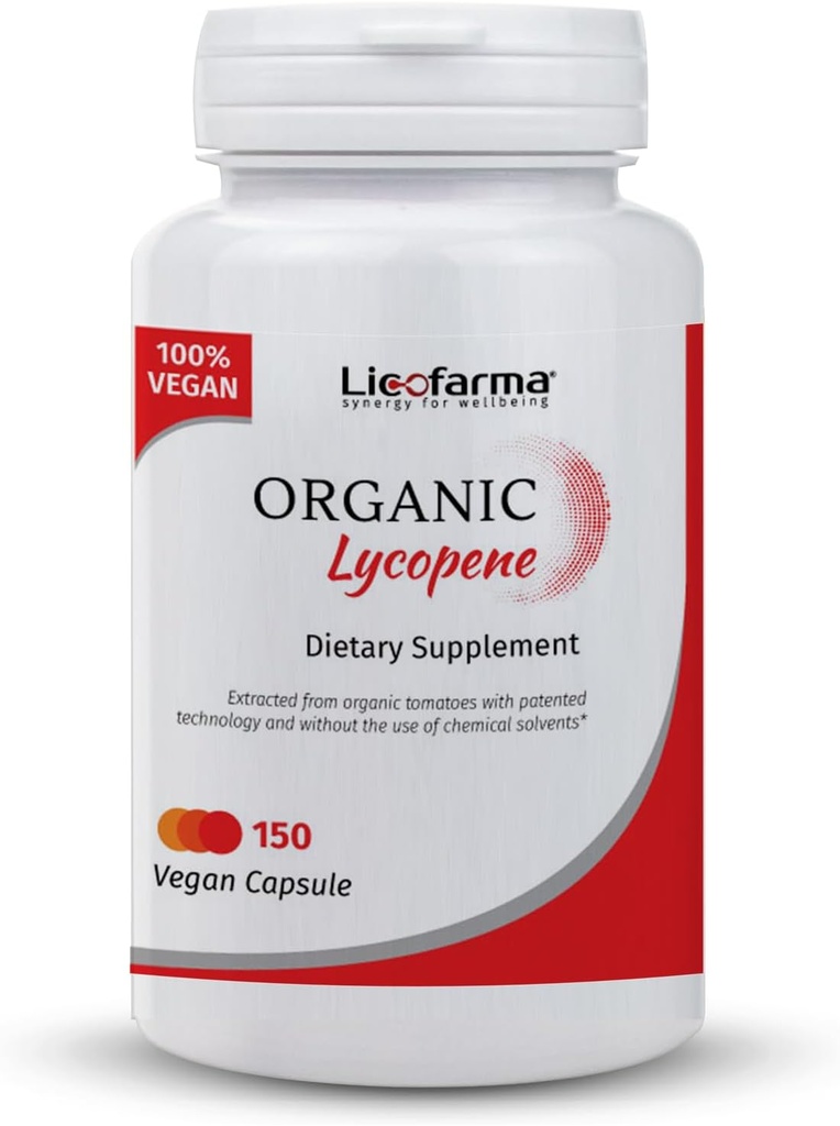 Likopen organiczny 124; przeciwutleniacz Suplement naturalny 124; z likopenem organicznym z pomidora 124; 150 Opakowanie kapsułki