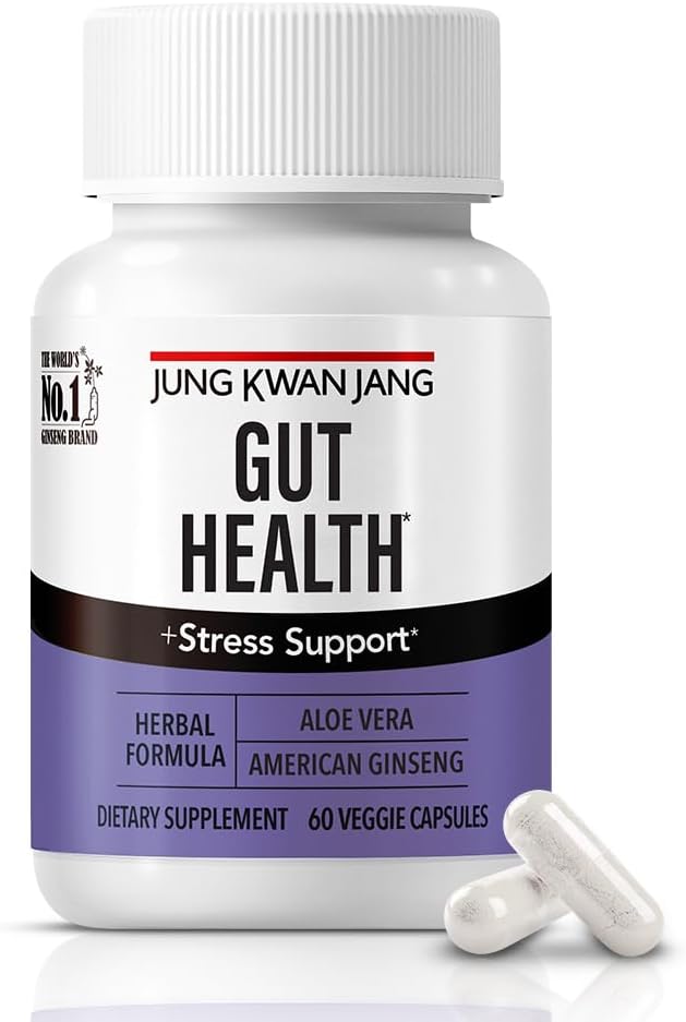JungKwanJang Gut Health Support with Aloe Vera (833mg) and American Ginseng for Gut Health, Trawienie, Immunitet, 60 Kapsułki dla mężczyzn i kobiet