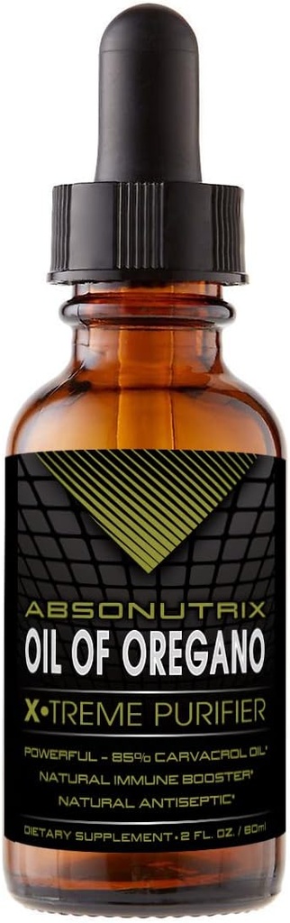 Absonutrix Oil of Oregano 43 mg, 540 Servings, 2 Oz Bottle, Wysoka Biodostępność, 85% Carvacrol Oil, Szybka Absorpcja, Pothent Ingredients, Cruelty- Free, Third- Party Tested, Non-GMO, Made in USA