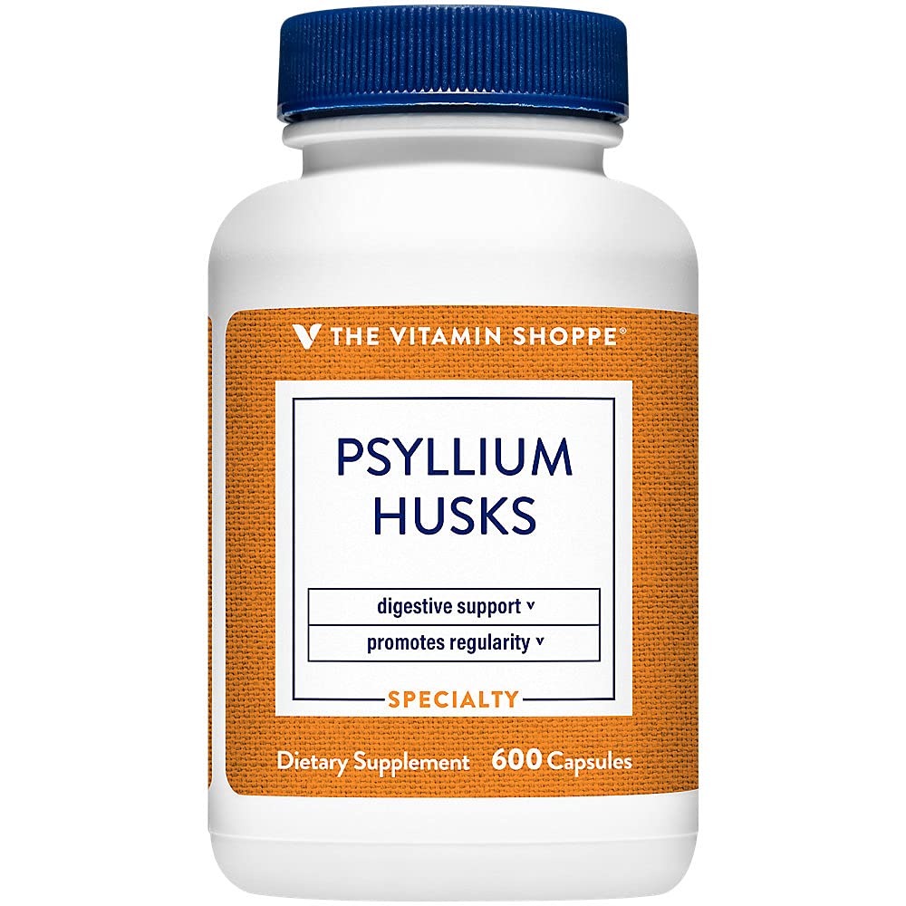 Witamina Shoppe Psyllium Husks - Plantago Ovata Fiber Suplement, który wspiera regularność i zdrowe Cholesterol, 840 mg na serwowanie - Gluten Free (600 kapsułki)