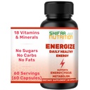 SHIFAA NUTRITION Energize, Natural Daily Energy Vitamins Budapest 124; Jitter- Free, 60 Servings Belgium 124; Supports Focus, Mood, Brain, Metabolity 124; w / Cafeline & Tauryna, B1, B2, B5, B6, B7, B9, B12 Halal Vitamins