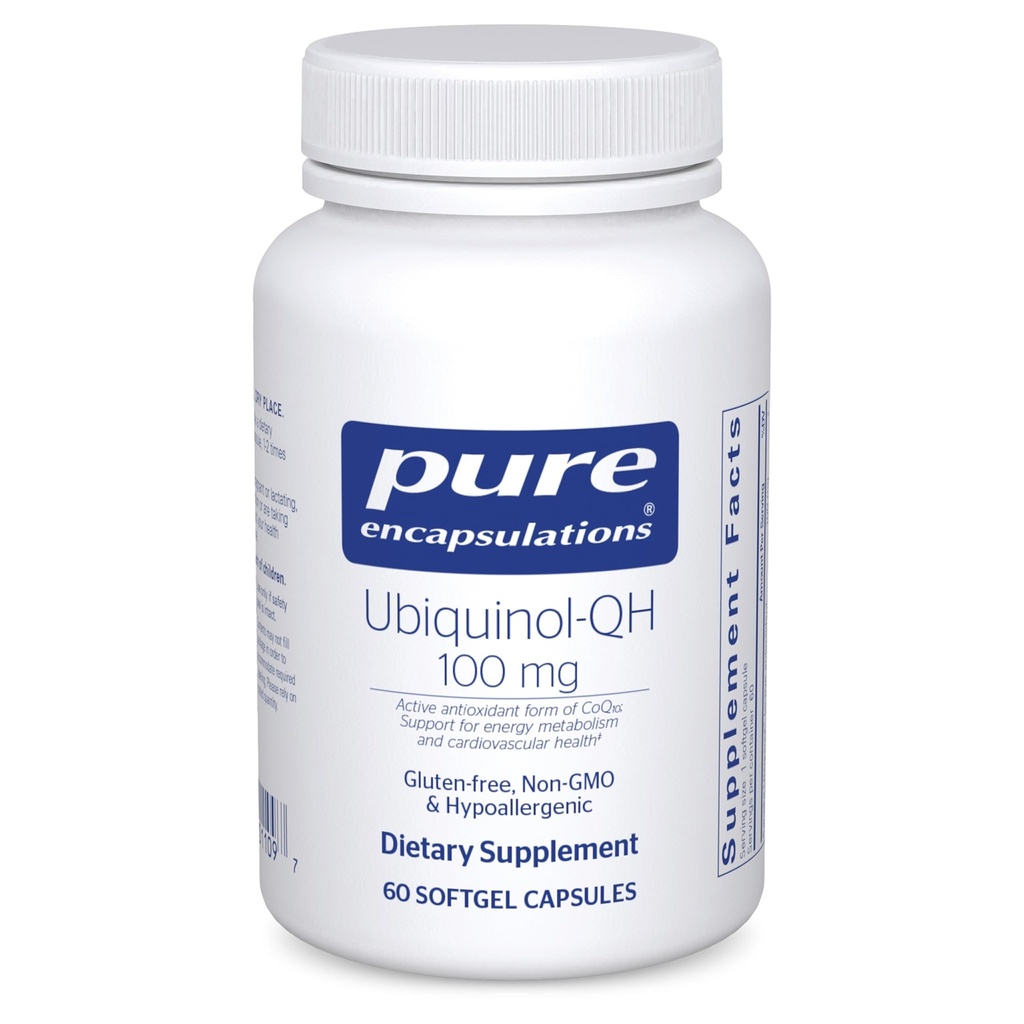 Pure Encapsulations Ubichinol- QH - 100 mg CoQ10 - Supports Energy Metabolizm & Heart Health * - Coensis Antioksydants Supplement - Non-GMO - 60 Softgel kapsułki