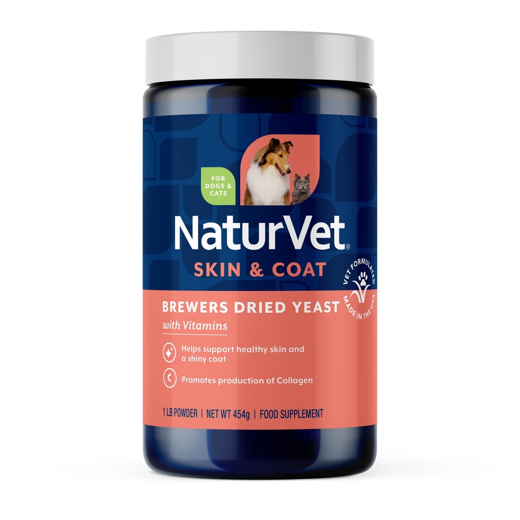 NaturVet Brewers Suszony Yeast Formuła z czosnku Flavoring Plus witaminy dla psów i kotów, Proszek, Made in USA z Globally Źródło składników 1 funt