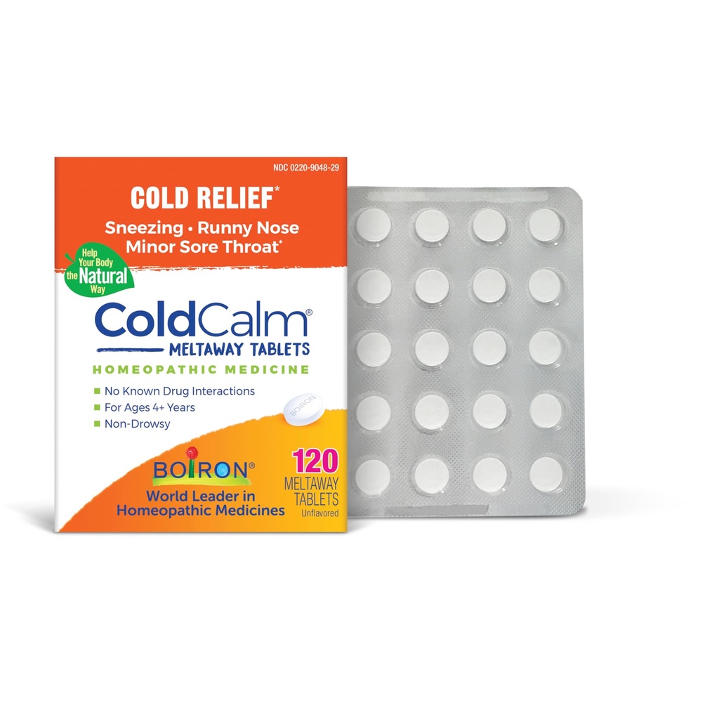 Boiron ColdCalm Tablets for Relief of Common Cold Symptom Take as Sneezing, Runny Nose, Sore Throat, and Nasal Congestion - Non-Drowsy - 120 Count