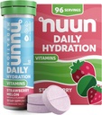 Nuun Vitamin Electrolyte Tablets z witaminą D, C, E, A, & B6, Kwas foliowy, Magnez & 4 Inne esencyjne elektrolity, Gluten Free & Vegan, Truskawka Melon, 8 Pack (96 Służenie ogółem)