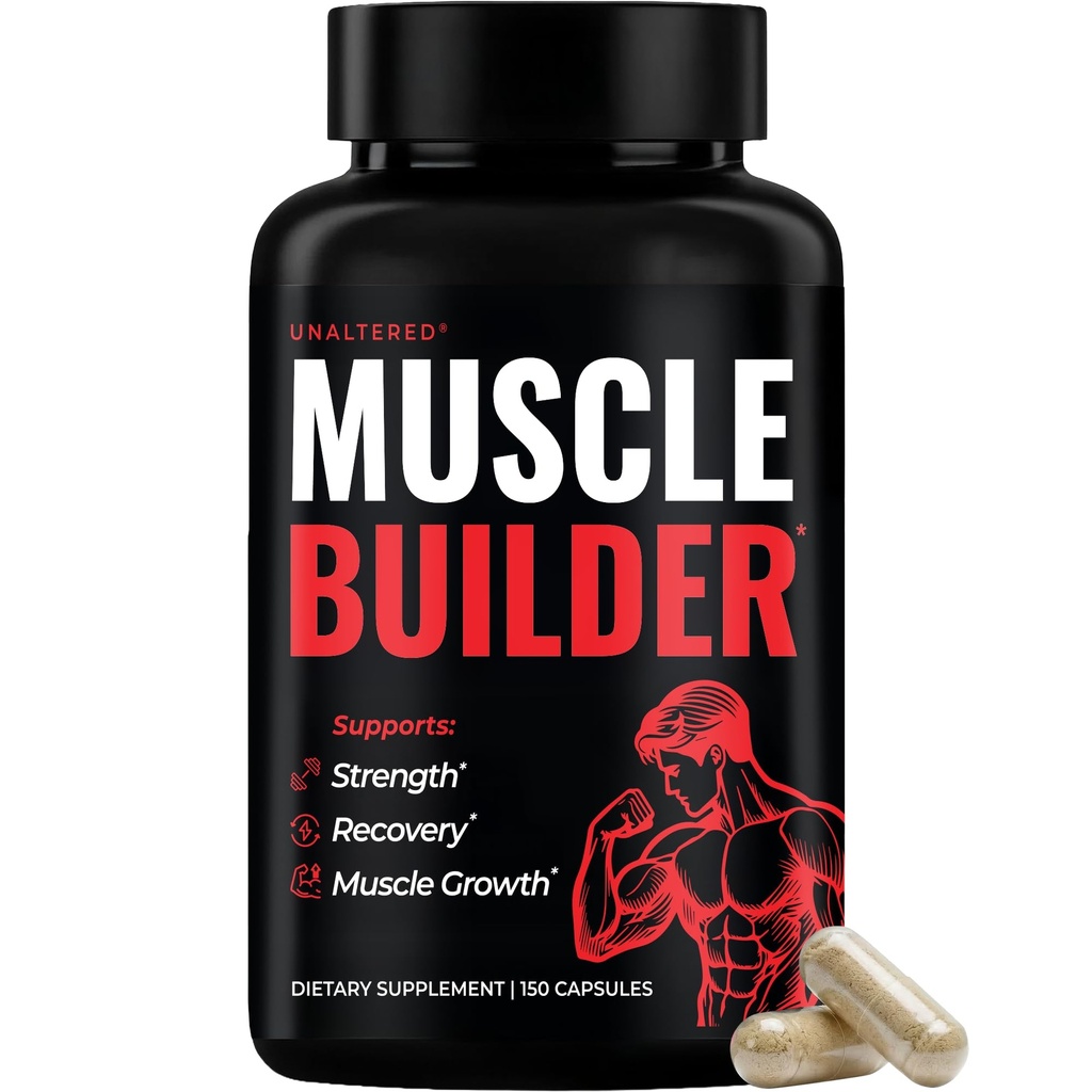 UNALTERED Anaboliczny Muscle Builder for Men - Wzrost, Rozmiar, Siła - Naturalny Muscle Building Supplement & Energy Booster - Tribulus Terrestris, Ginseng, Witamina D3, Ashwagandha - 150 Kapsułki