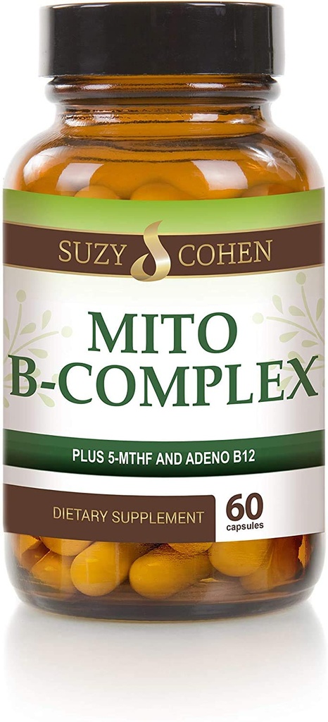 Suzy Cohen, Mito B Complex Dietary Supplement, 5- MTHF, Adeno B12, Wsparcie metylacyjne, Wspomaga zdrowy system nerwowy, Energię Boost, Witamina B, 60 Służenie