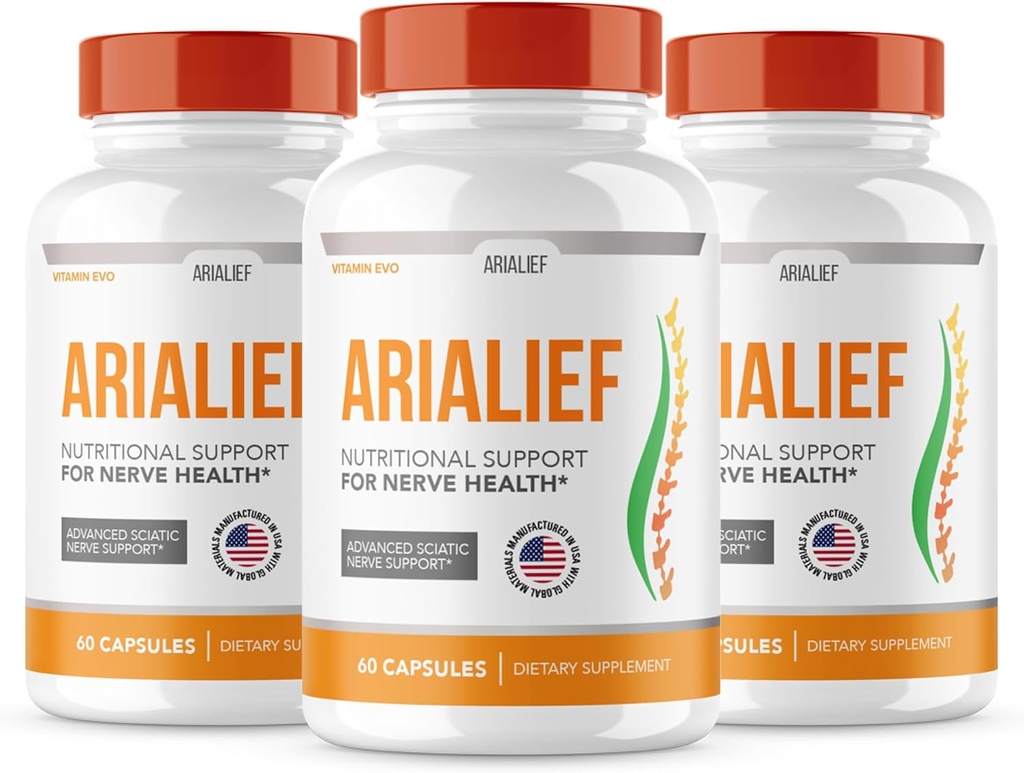 (3 PACK) Arialief Sciaatica Nerve Support, Arialeaf Advanced Nerve Health, Arialeaf Prime Palm Sciatica, Aria Leaf Primepalm Aria Lief, Nerve Relief Supplement Sciatic Soothing (180 kapsułki)
