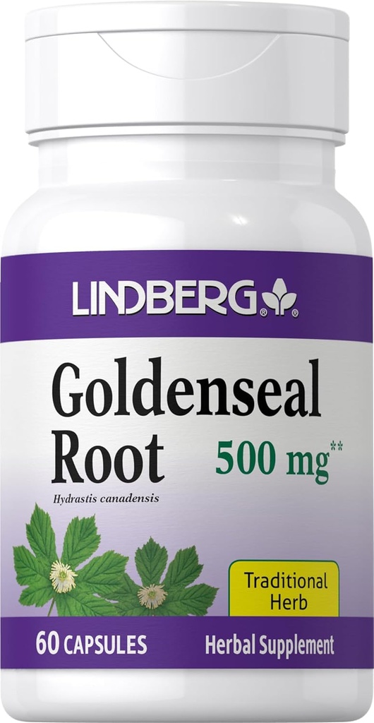 Lindberg Goldenseal Korzeń kapsułki 124; 500 mg kapsułki 124; 60 kapsułek kapsułki 124; Tradycyjne Herb kapsułki 124; Suplement do ekstrakcji 124; Non- GMO, Gluten wolny