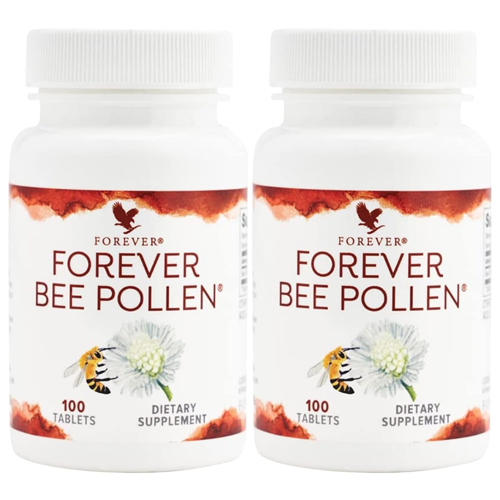 Forever Living - Pszczoła Pollen - Energia i odżywianie ze składnikami bioaktywnymi - Wegetariańskie i Gluten- Free - 100 tabletek (Opakowanie 2)
