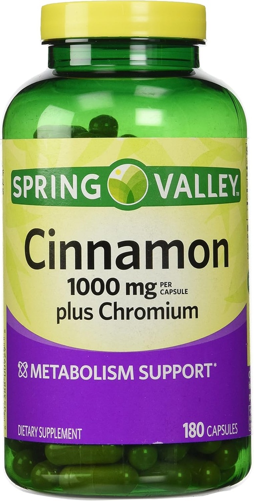 Spring Valley Cynamon 1000mg Plus chrom, 180 kapsułek
