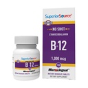 Superior Source No Shot Witamina B- 12 Cyanokobalamina 1000 μg - Witamina B- 12 do wspierania produkcji energii, Zdrowie mózgu i ogólne Wellness - Tabletki podjęzykowe - 100 Rozpuszczalne tabletki
