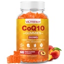 Bez cukru CoQ10 Gumie 3000 mg - Plus Omega-3, Witamina B3 i Cynk, Wysoka Absorpcja Koenzym Q10 Suplementy do Wspomagania Energetyki Komórkowej i Przeciwutleniacza, Wegan 60 Hrabia