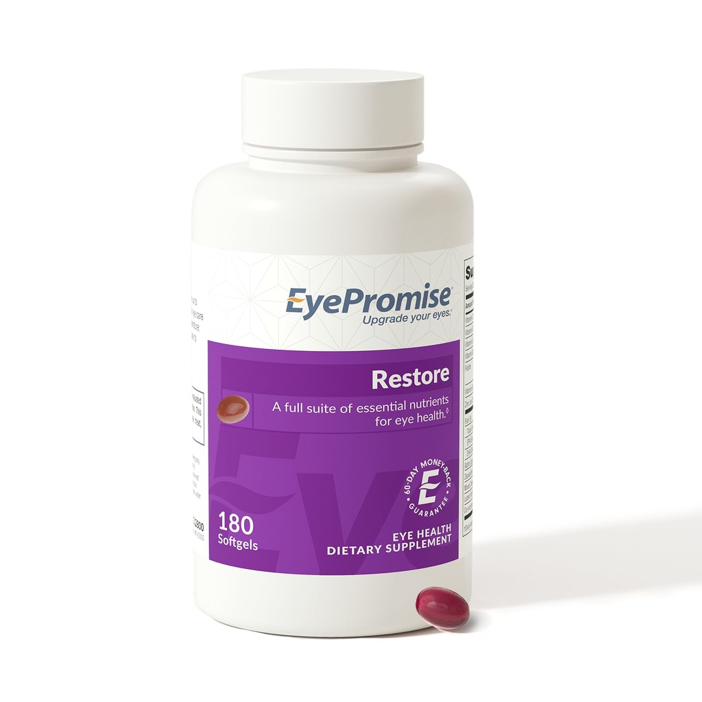 EyePromise Restore Eye Health Supplement - 180 Softgels, 90- Day Supply - Omega 3 Supplement with Zeaksantyna, Lutein, Fish Oil, EPA, DHA & Vitamin for Eye Health