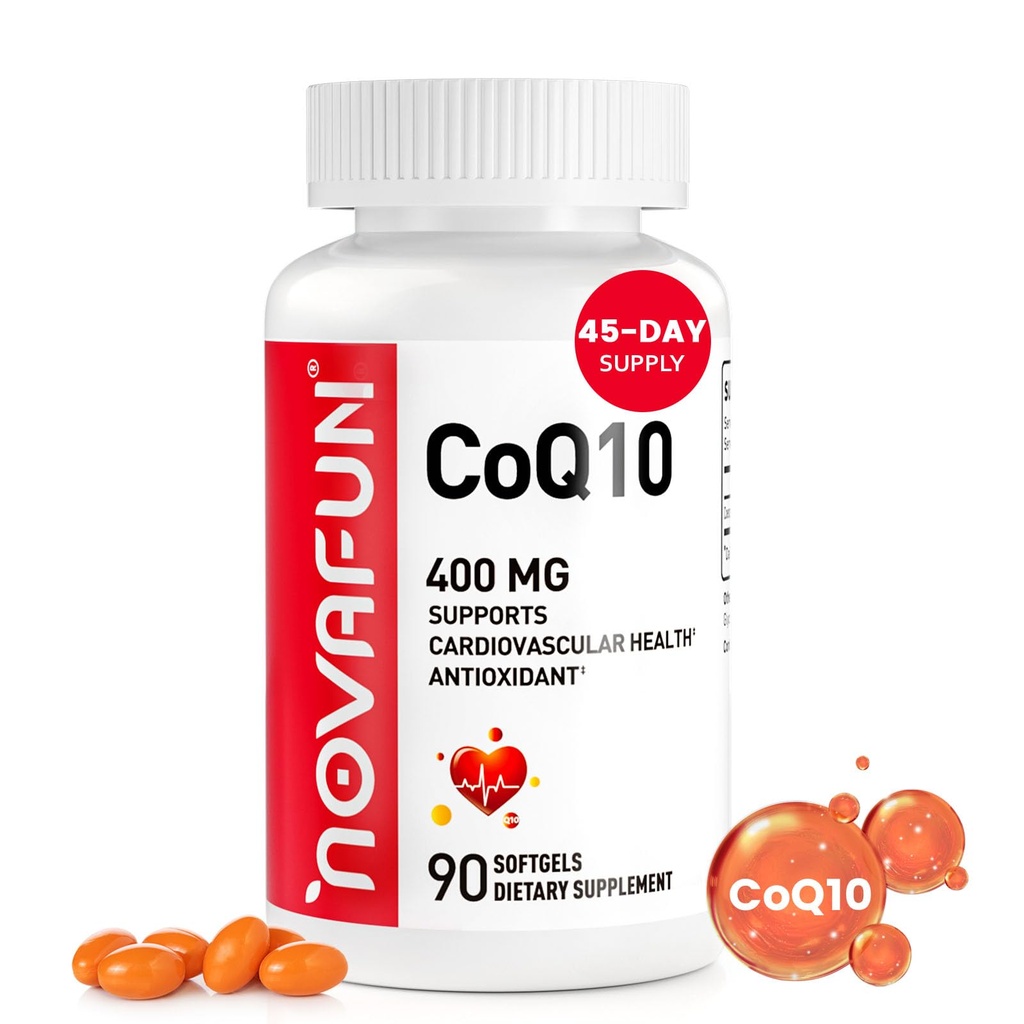 CoQ10- 400mg- Softgels z oleju kokosowego MCT, Wysoka Absorpcja Koenzym Q10 Suplement dla Heart Health & Energy Production, 90 Count, 45 Day Supply
