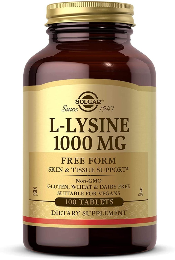 Solgar L- Lysine 1000 mg, 100 Tablets - Zwiększona absorpcja i asymilacja - Promotes Integralność skóry i warg - Wsparcie kolagenowe - Amino Acids - Non GMO, Vegan, Gluten Free - 100 Servings