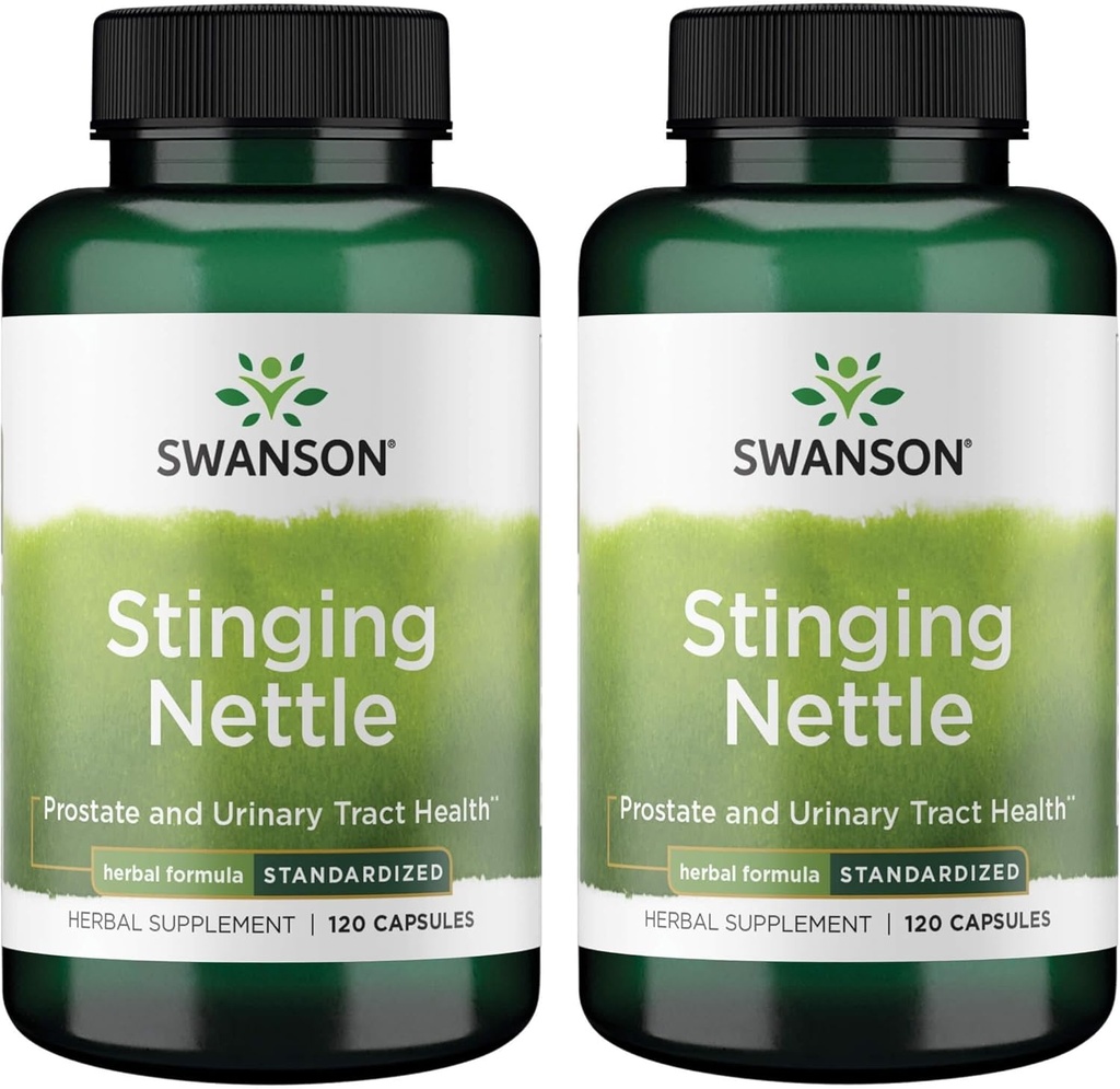 Swanson Stinging Nettles - Herbal Supplement Prostate Health & Urynary Tract Support - Natural Formula Support Research Health & Fluid Balance - (120 kapsułek) (2 opakowania)