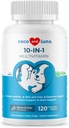 10 w 1 Multiwitamina dla psów - 120 tabletek do rozgryzania i żucia z glukozaminą i Chondroityną - Olej rybny i witaminy z Coq10 dla zdrowia skóry i serca, Gut i immunologicznego