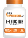 BulkSupplements.com Kapsułki L- Leucine - Suplementy leucyny, Suplement aminokwasów - Bez glutenu, 10 Kapsułek na serwowanie (5000mg), 300 Ilość (Opakowanie po 1)