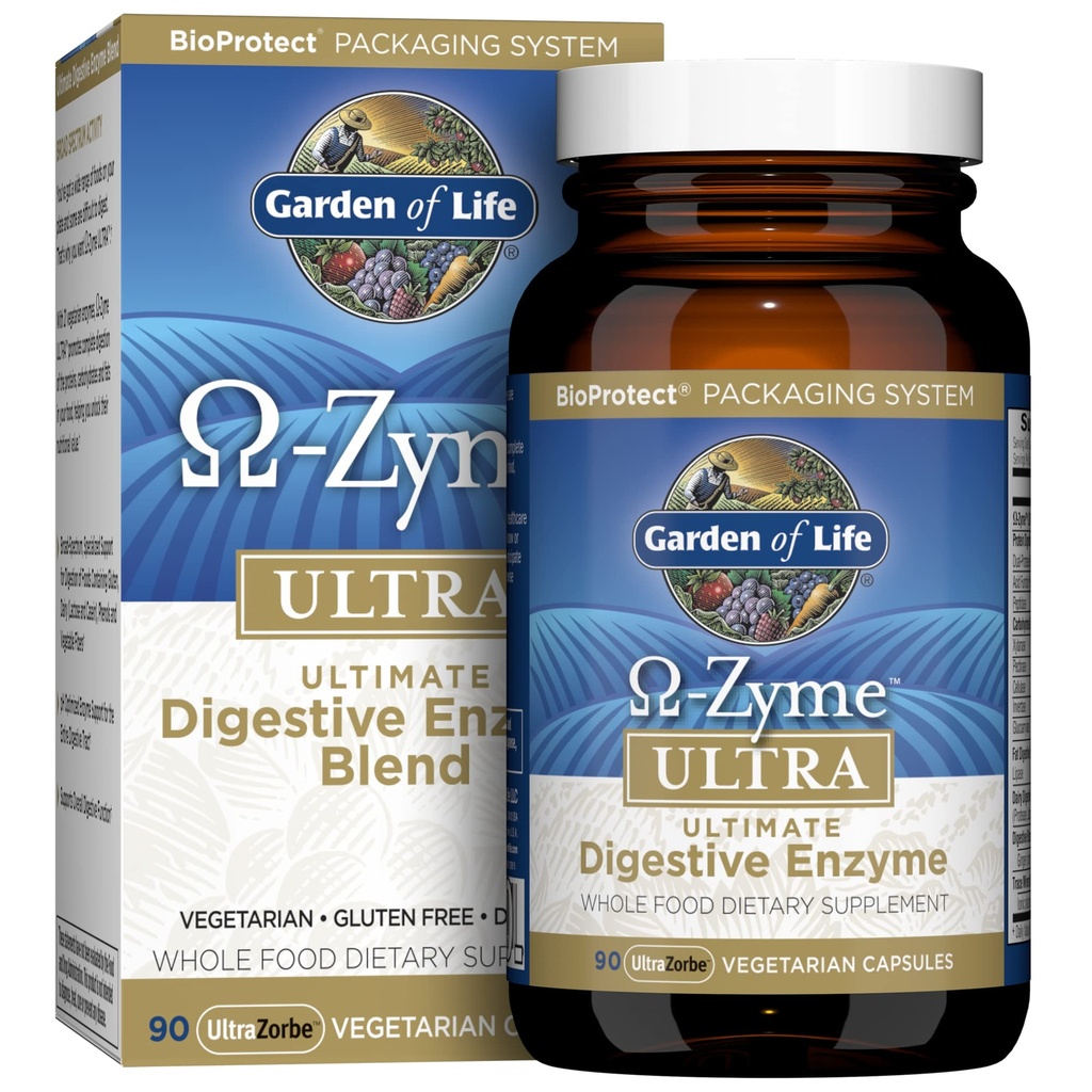 Ogród Życia 21 Potężne Enzymy Digestive z Papain, Bromelain, Lipase, Plus Ginger i Turmeric - Omega- Zyme Ultra, Enzymy dla suplementu diety, Wegetarianin, 90 Kapsułki