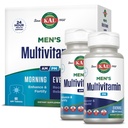KAL Men 's Multivitamin AM / PM, suplement przeciwutleniaczy, mięśnie, immunologiczne, równowagi elektrolitowej, ogólne wsparcie Wellness, Made Without GMO i Soy, Wegan, 30 Słupki, 120 Tabletki
