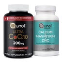 Qunol CoQ10 200mg Softgels, Ultra High Absorpcja Koenzym Q10 Suplementy - 2 Supply Month Supply - 60 Count Magnez 3 in 1 Tablets with Wapń, Magnez i Cynk, 270 Count