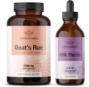 Rue and Milk Thistle Kit - zestaw rue Capsules & Milk Thistle Liver Detox 4 fl oz - Vegan, Non-GMO, Sugar & Alcohole Free - 2 opakowania