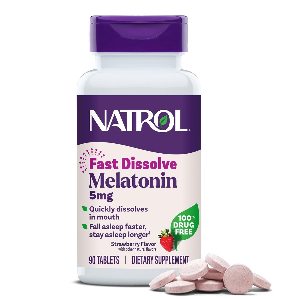 Natrol 5 mg szybko rozpuszczalne tabletki Melatonina Truskawkowy Flavor