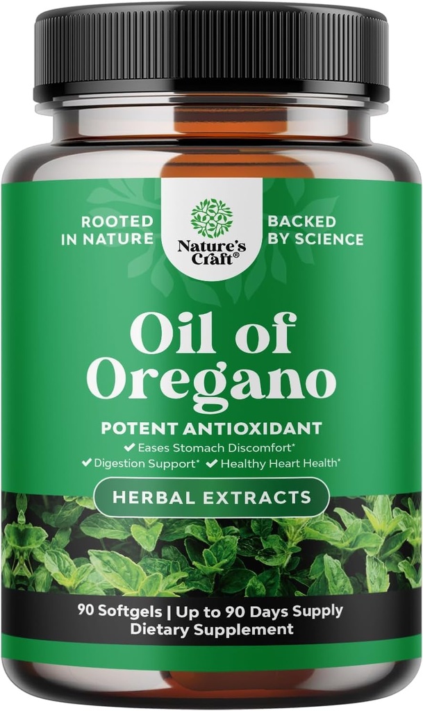 Wild Oil of Oregano Softgels - Gentle Detox for Immune Support - Concentrated Oregano Oil Softgels with Carvacrol 70% - Łatwość trawienia, Gut Balance & Cleanse Body - Trust Herbal Supplements - 90 Ct