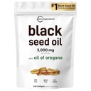 Micro Ingredients Black Seed Oil Softgels, 3,000mg, 240 Hrabia 124; 2-in-1 Formuła z olejem Oregano, Carvacrol & Thymoquinone 124; Na bazie roślin, Non-GMO