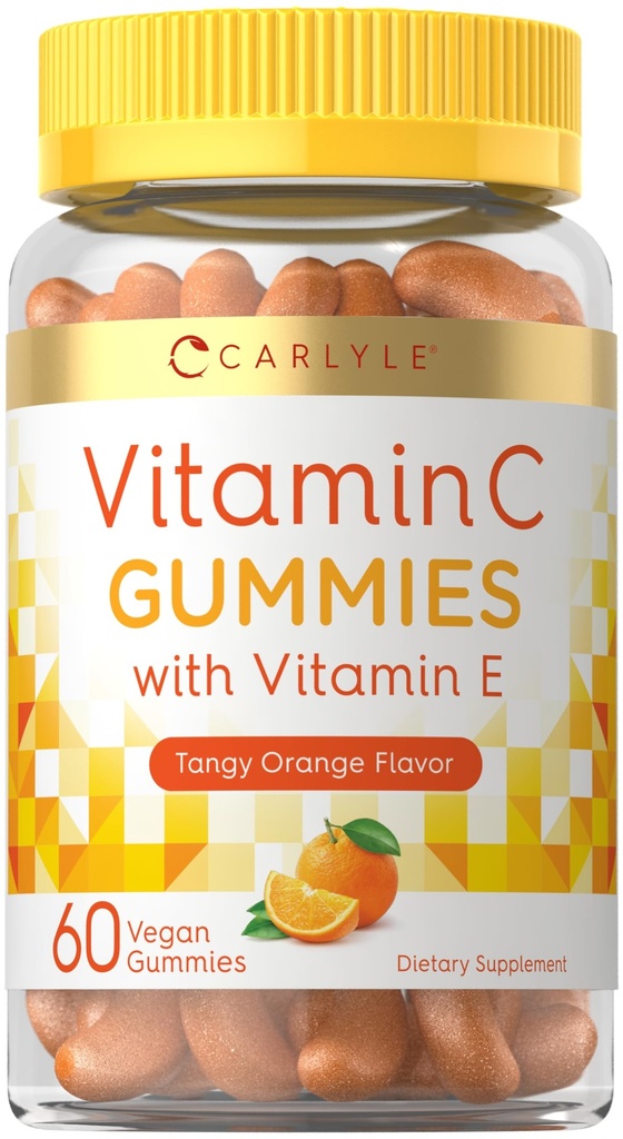 Karlyle Witamina C Gummie Yellow 124; 60 Hrabia Yellow 124; Pomarańczowy Flavor Yellow 124; Witamina E Yellow 124; Wegan, Non-GMO i Gluten Free Supplement
