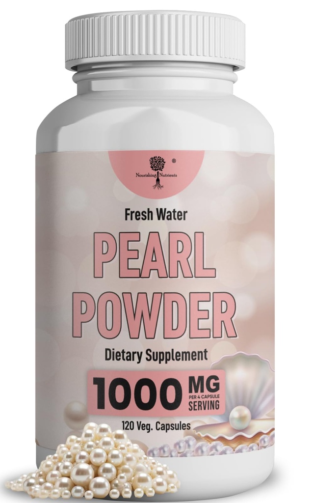 Pearl Powder Supplement for Skin Health - Anti-Aging, Antioksydant & Collagen Production - Healthy Eyes, Hair & Nails, Supports Immunity, Mood and Sleep - Z Wapń & Amino Acids 120 kapsułek 1000mg