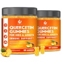 (2 opakowanie) Quercetin bezcukrowy z gumkami bromelainowymi dla dzieci i dorosłych - immunologiczne, przeciwutleniacze, wsparcie sezonowe, 1000mg Quercetin Suplementy z bromelainem, cynk, Elderberry, Witamina C D3 E, 120