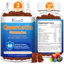 2 Opakowanie Quercetin z gumkami bromelainowymi, Quercetin z witaminą C Cynk & Elderberry dla układu immunologicznego i alergii, Gummele do żucia i Wegan, Mieszany Berry Flavor 120 Cts
