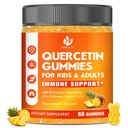 Quercetin bez cukru z gumkami Bromelain dla dzieci i dorosłych - immunologiczne, przeciwutleniacz, Sezonowe wsparcie, 1000mg Quercetin Suplementy z Bromelain, Cynk, Elderberry, Witamina C D3 E, Wegan, 60 Hrabia