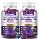 2 Opakowania 3000MG Glukozamina Gummie Chondroitin z MSM & Elderberry Extra Siła - Wspólne wsparcie, Antyoksydant immunologiczny Suplement dla dorosłych, Mężczyźni i Kobiety - 120 Gummies z jagodami