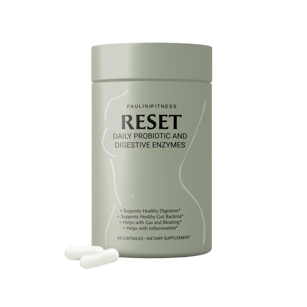 Reset Daily Probiotic + Prebiotic Plant Digestive Enzymes - Advanced Gut Reset for Women - Bloating Relief, Zarządzanie wagą, Trawienie, Gut Health - Wegan, Shelf- Stable - 60 Kapsułki (30- Day Supply)