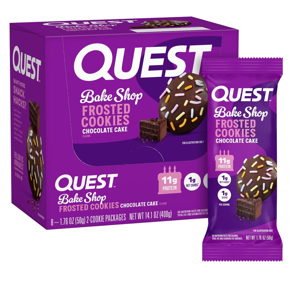 Quest Nutrition Frosted Cookies Twin Pack, ciasto czekoladowe, 1 g cukru, 11g białka, 1 g węglowodanów netto, Gluten Free, 16 Cookies