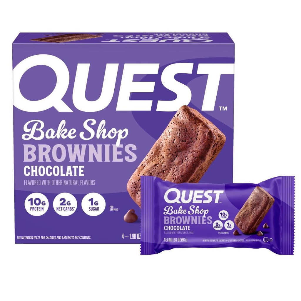 Quest Nutrition Bake Shop, Czekoladowe Brownies, 10g Protein, 2g Net Carbs, 1 g Sugar, 4 Count