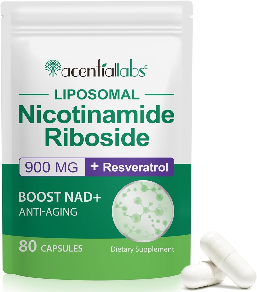 Nikotynamid Ribozyd 900, Liposomal Resveratrol, Liposomal Nikotynamid Ribozyd, Resveratrol Supplement, Resveratrol Supplement for Women Men (1Pack / 80 kapsułki)