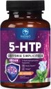 5- HTP Suplement - 5- HTP 200mg Per Serving - Dodatkowa moc 5HTP (5- Hydroxytryptofan) Griffonia Simplicifolia - Pomaga Resteful Sleep, Natural Calm & Brain Health - Butelkowany w USA - 60 Kapsułki