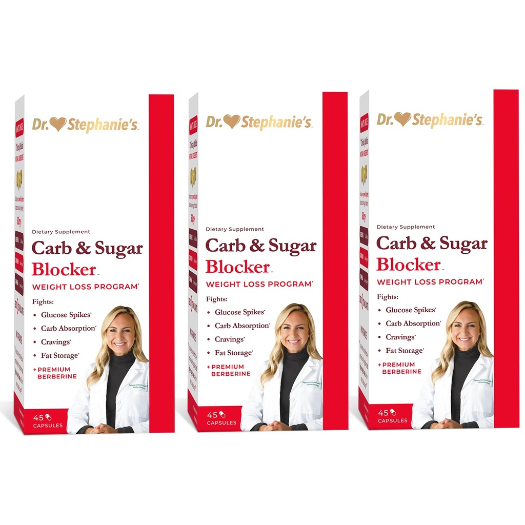 Dr. Stephanie 's Mealtime Carb & Sugar Blocker - Reduce trawione węglowodany, Cukry, & Calories, Stimulant- Free (3 Pack)
