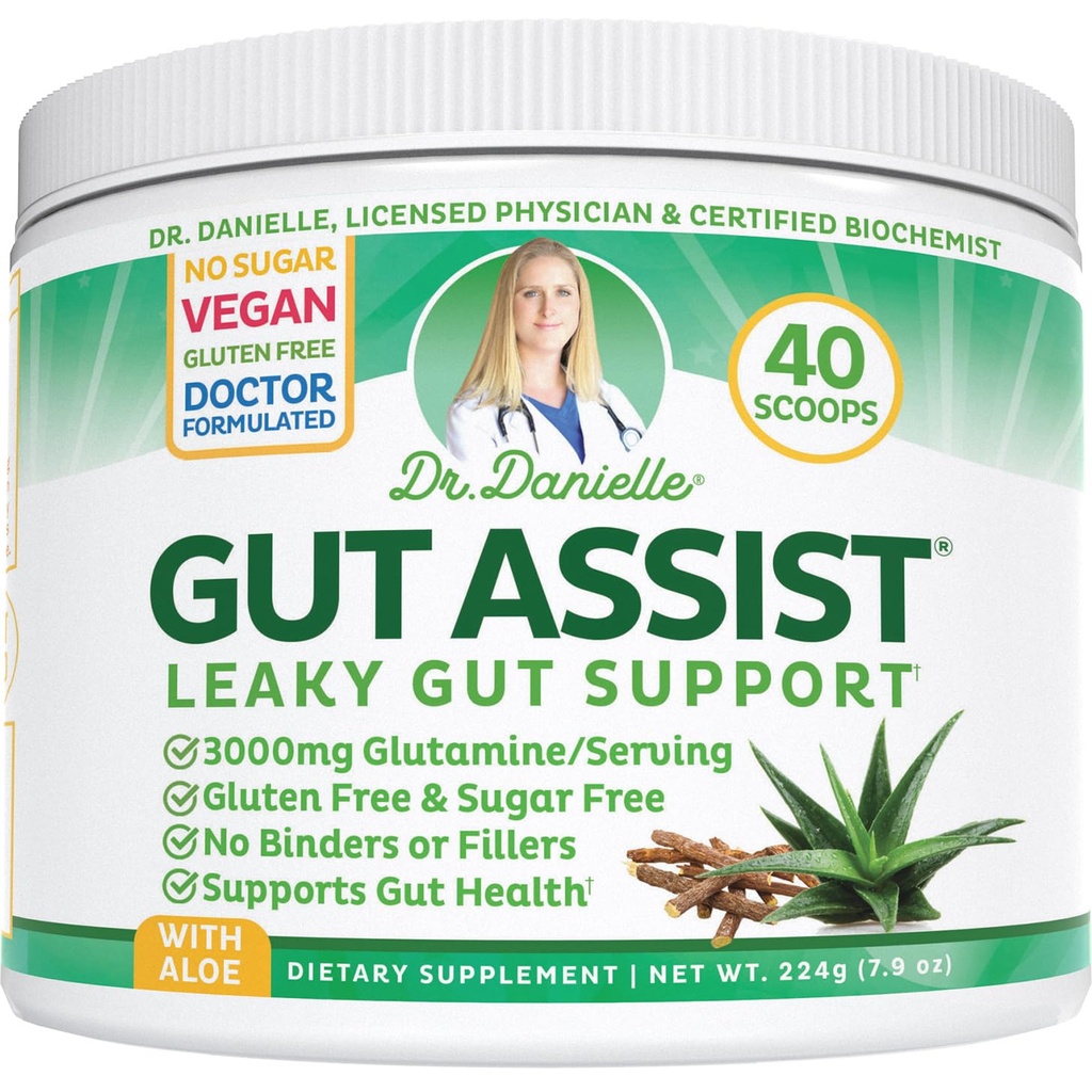 Leaky Gut Support Powder Building 124; L- Glutamine Gut Lining Divestive Drink Mix 124; Gluten- Free Doctor Crafted Botanical Formula 124; Gut Assist Dr. Danielle