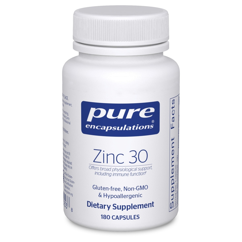Czyste enkapsulacje Cynk 30 mg - Suplement do wsparcia układu immunologicznego, wzrostu i rozwoju oraz gojenia ran * - z Pikolinatem cynku 30 mg - 180 Kapsułek