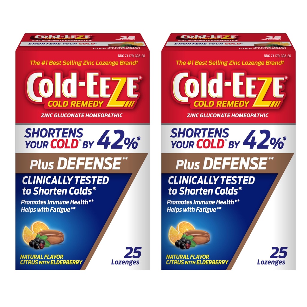 Cold- Eeze Plus obrony Naturalne Citrus z Elderberry Cynk Lozenges, Zmniejsza czas trwania wspólnego zimna, Sambucus Nigra, Echinacea i Rose Hips, 25 Ct, Opakowanie z 2