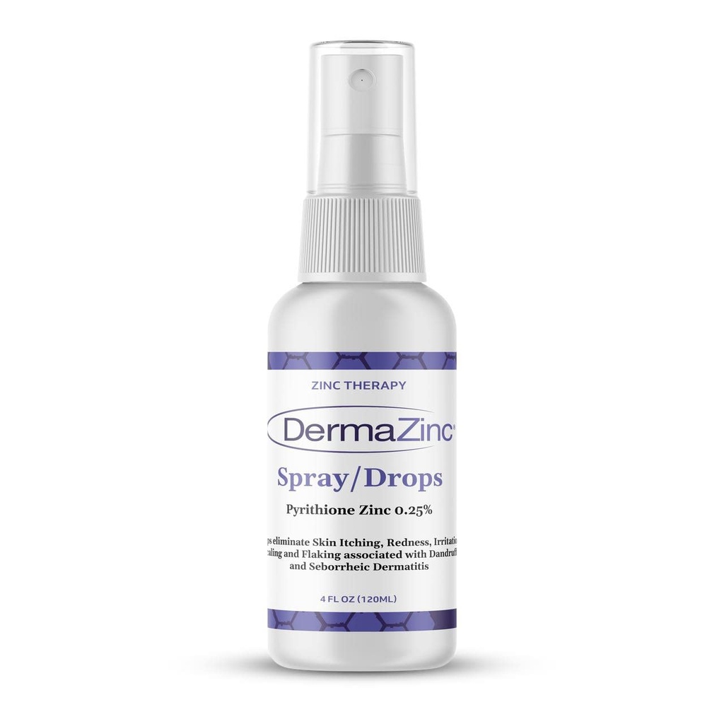 DermaZinc Terapia Spray / Krople, Cynk Spray dla Choroby skóry Krople do łuszczycy, Dermazic, Wyprysk i inne objawy stanu skóry, 4oz