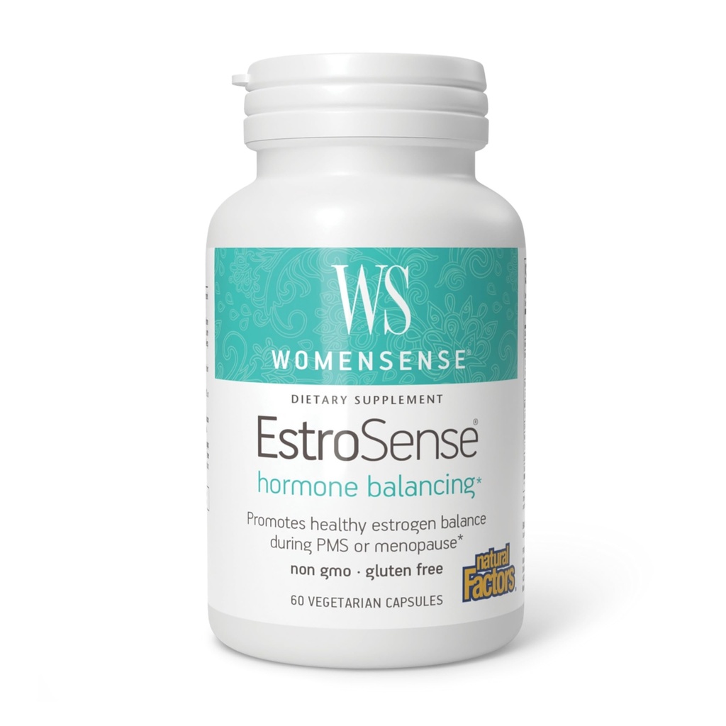 WomenSense EstroSense przez naturalne czynniki, Natural Supplement to Support Estrogen and Hormon Balance Podczas PMS lub menopauzy, Wegan, Non-GMO, 60 Kapsułki