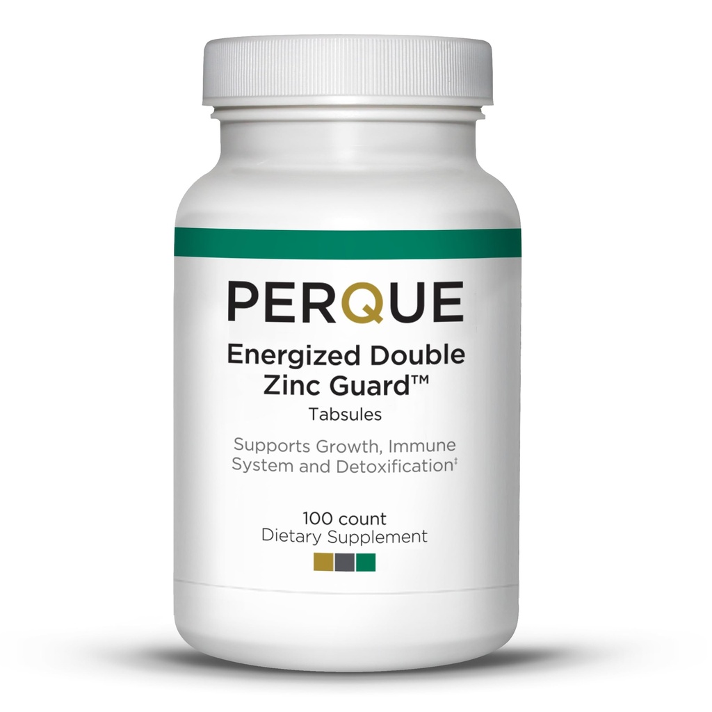 PERQUE Energized Double Cynk Guard 100 Tabs - Dual- Form Cynk Suplement z pikolinatem i cytratem - Wspiera zdrowie immunologiczne, skóry i komórek - Wysoka absorpcja, Nie-GMO, Gluten- Free Formuła - 100ct