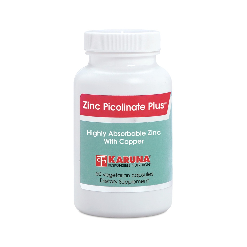 Karuna Cynk Picolinate Plus 60 Kapsułki wegetariańskie 124; 25 MG Plus 2,5 MG Miedź dla BALACED Długoterminowego USE 124; Wsparcie immunologiczne Funkcje, Zdrowie skóry, Rozwój i Ogólny stan zdrowia.